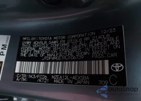 2024 Toyota Corolla Se from USA, damaged, VIN JTDP4MCE1RJ106739